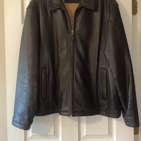 MENS DOCKERS BLACK LEATHER JACKET - Picture 2 of 7